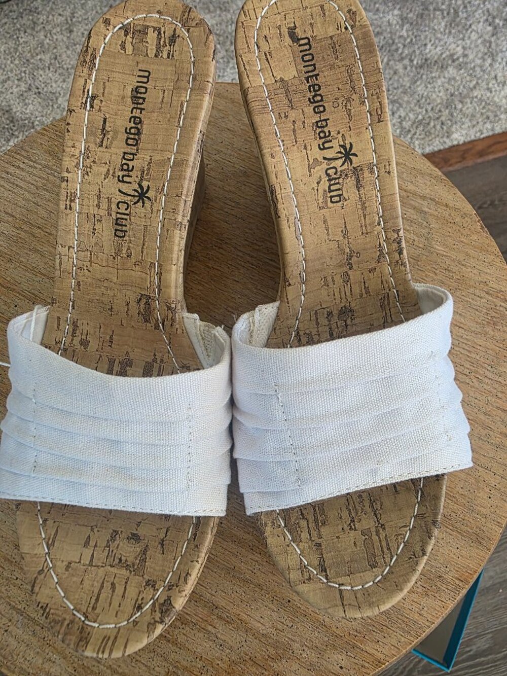 White cork wedge sandals
